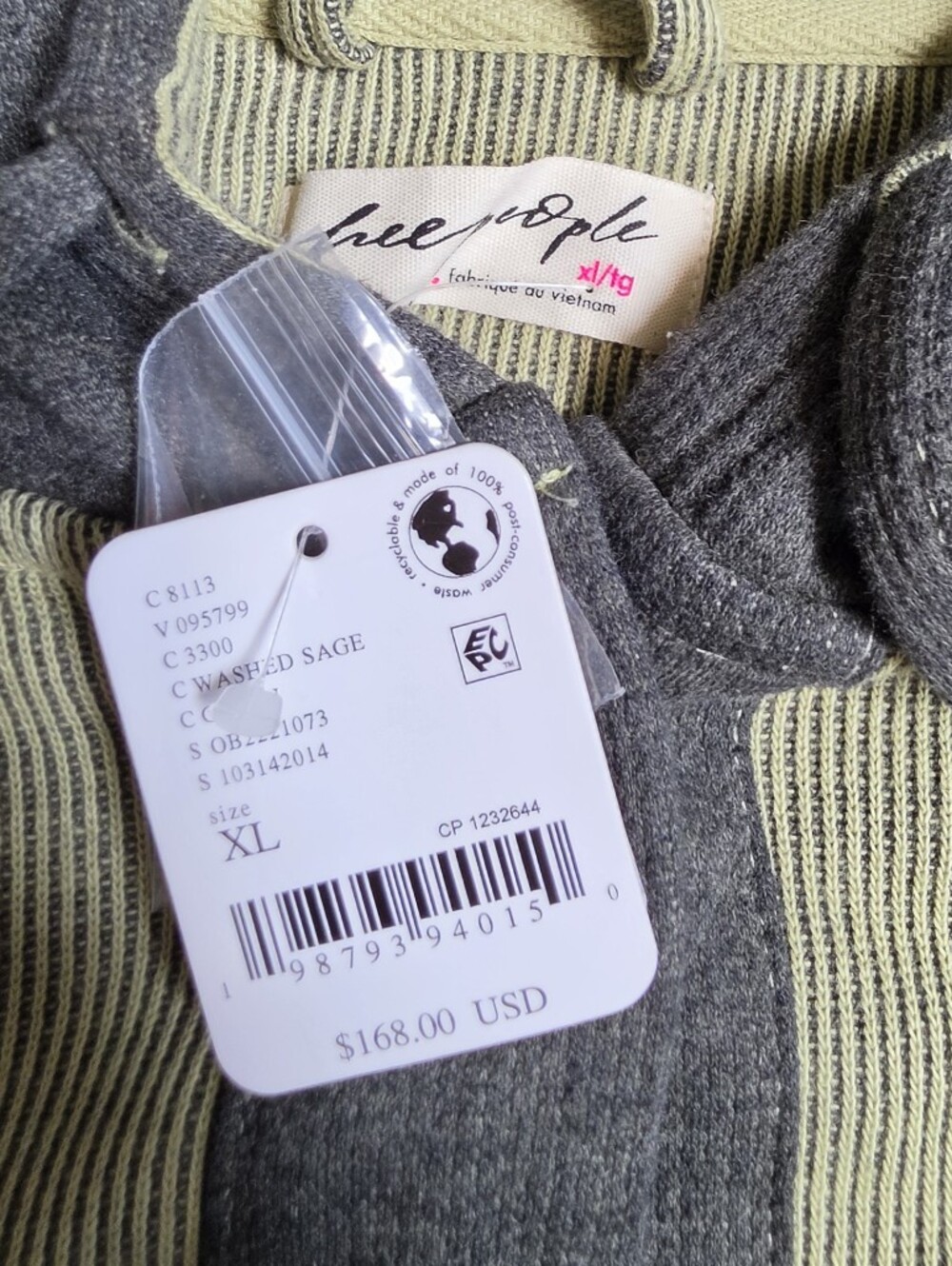 NWT Tomorrow's Sweatshirt Cardigan by Free People Sage Green - Picture 9 of 10